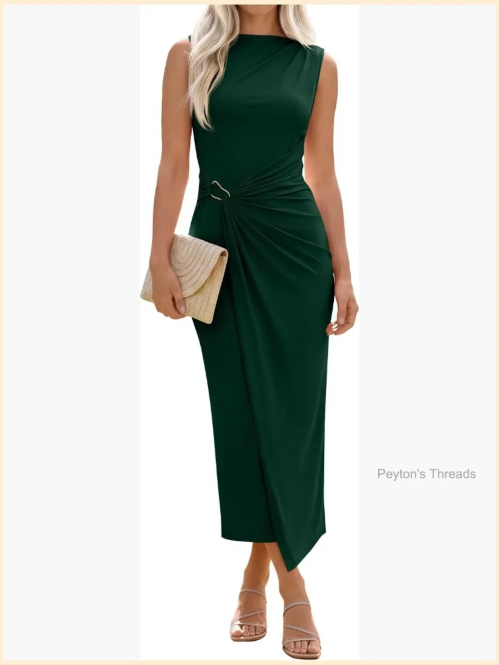 Sleeveless Ruched Bodycon Maxi Dress - Wedding Guest Cocktail